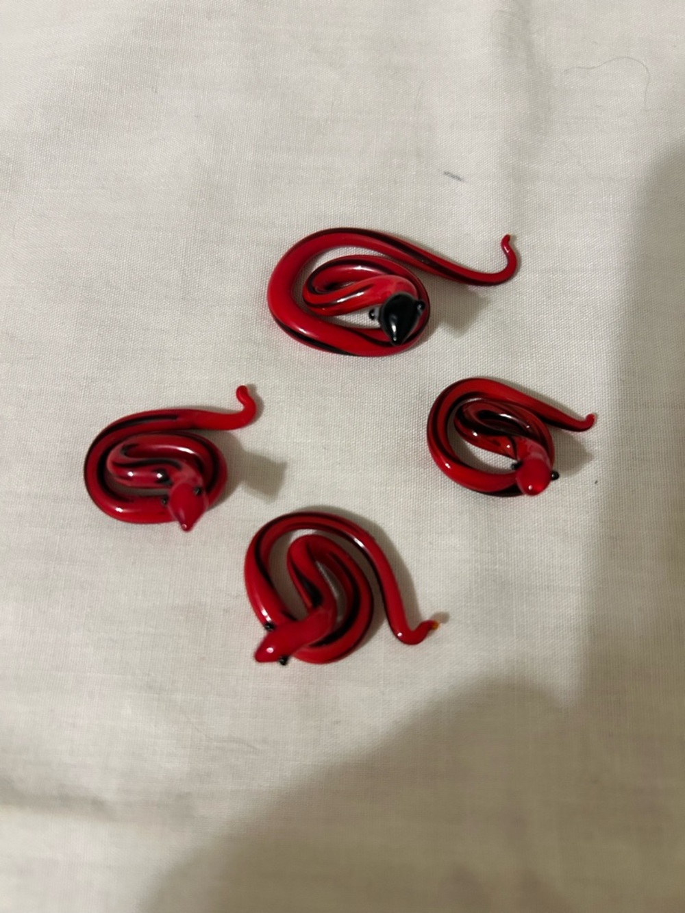 Vintage 90’s Set Of 4 Shir Glassworks Miniature “Squiggle” Snakes /Handblown